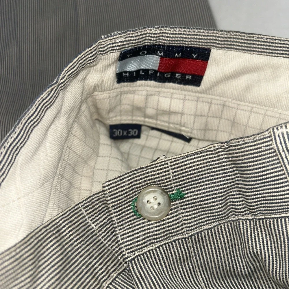 Tommy Hilfiger Pants Mens 30x30 Navy White‎ Pinstripe Chino Straight Leg Office